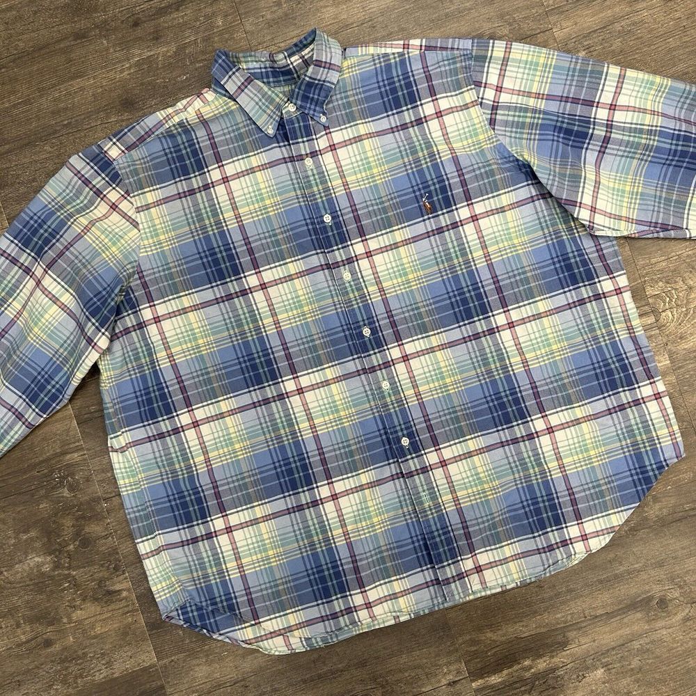 Ralph Lauren Plaid Button Down Shirt Men Size 2XB Long Sleeve Classic Fit (72)